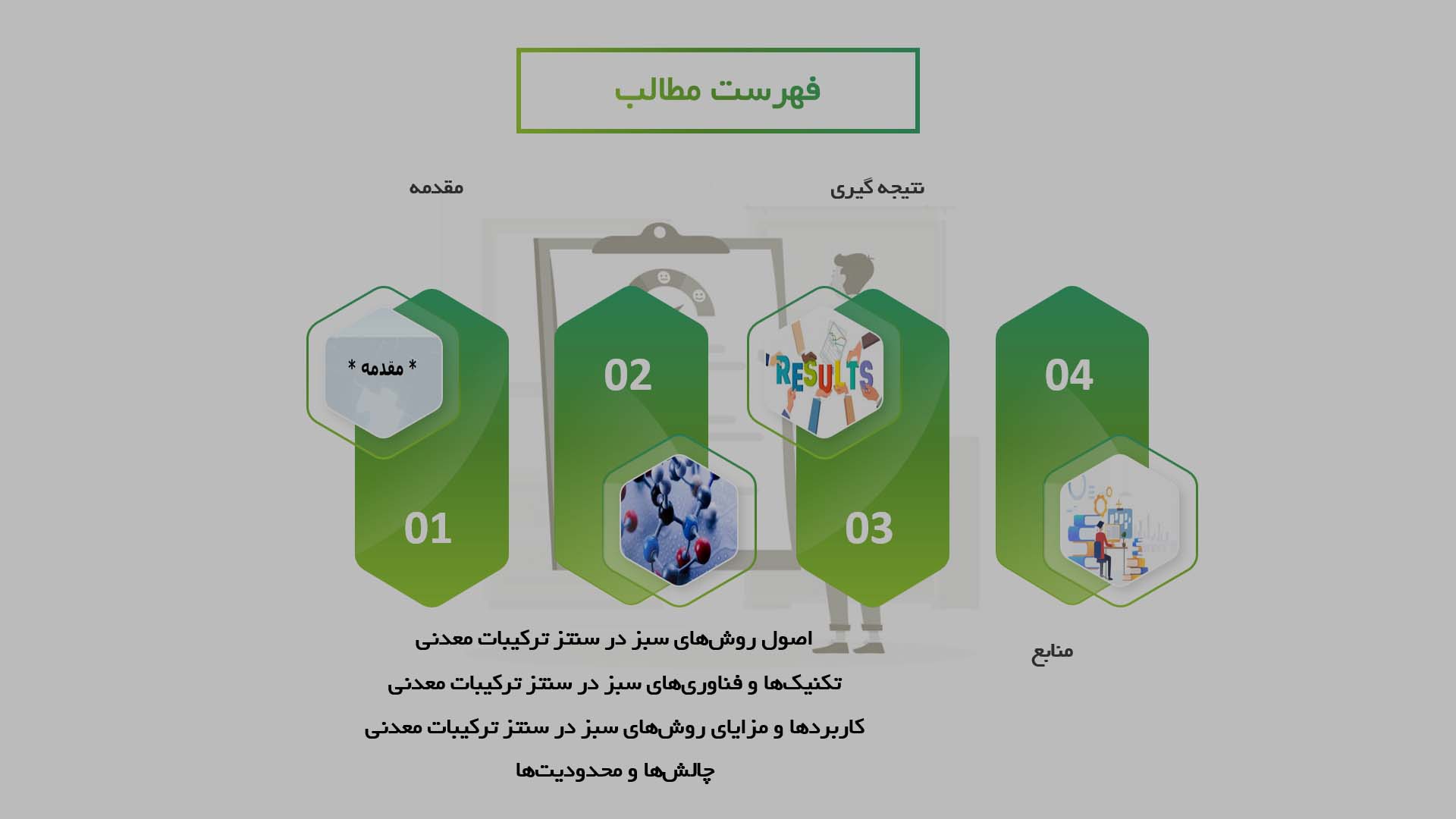 پاورپوینت در مورد توسعه روش‌های سبز برای سنتز ترکیبات معدنی